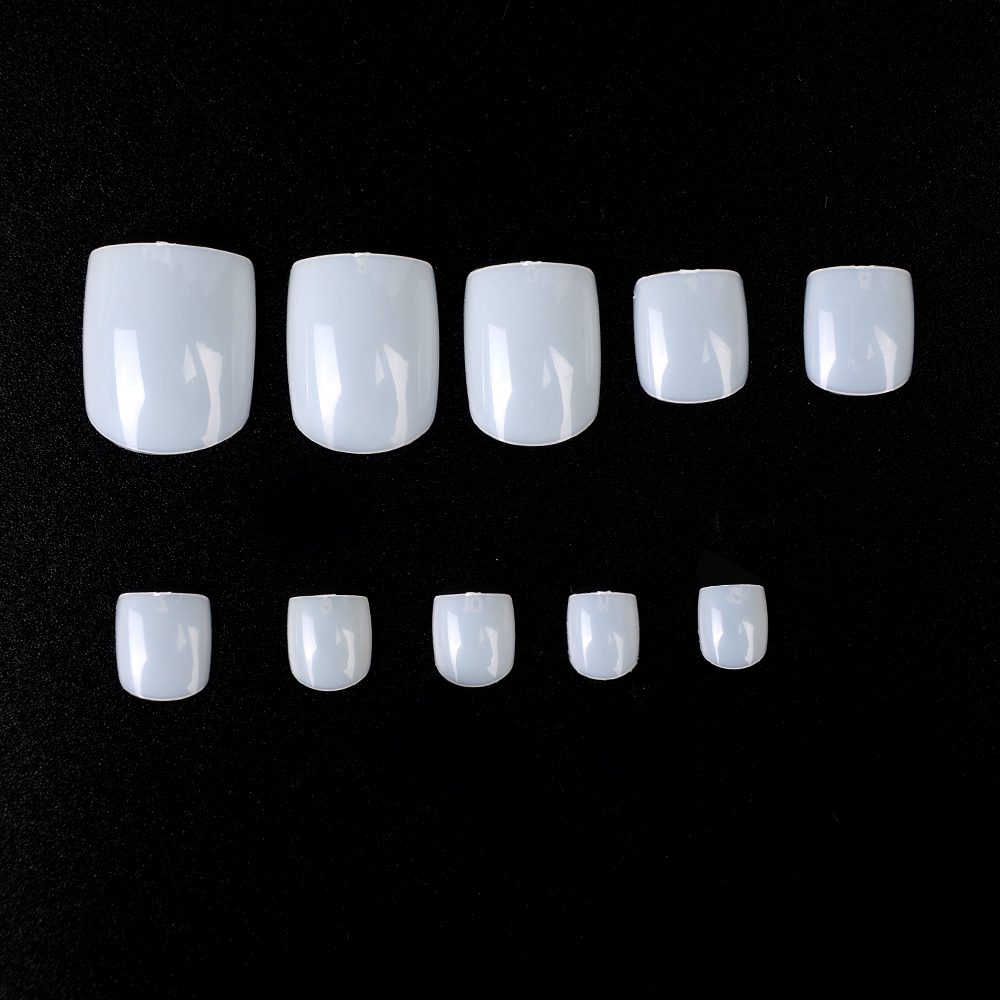 100pcs Square False Toe Nails Full Cover Natural White Clear Artificial Fake Toenail Acrylic Foot Nail Art Tips Manicure Tools