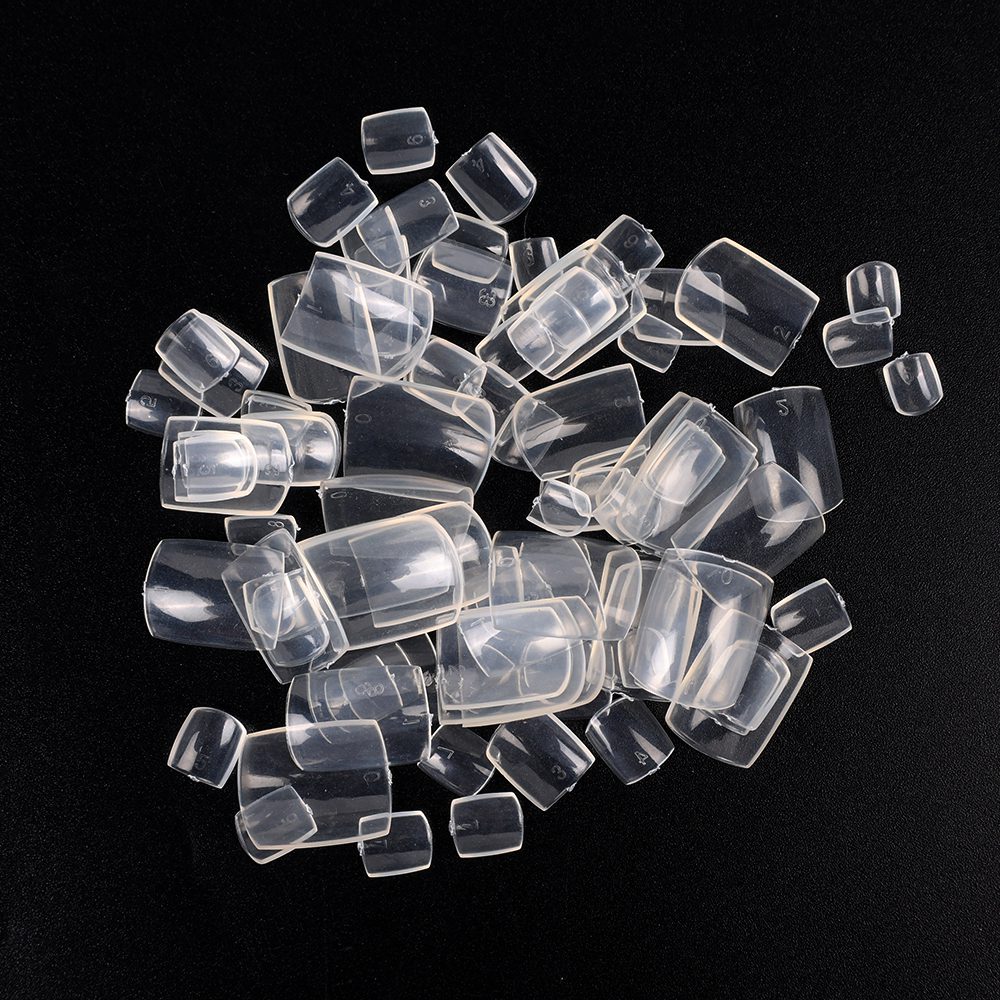 100pcs Square False Toe Nails Full Cover Natural White Clear Artificial Fake Toenail Acrylic Foot Nail Art Tips Manicure Tools