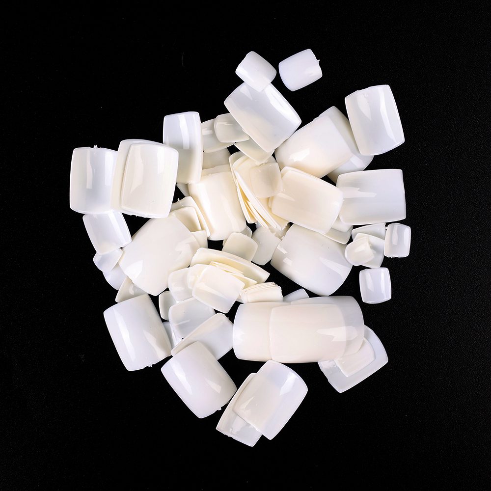 100pcs Square False Toe Nails Full Cover Natural White Clear Artificial Fake Toenail Acrylic Foot Nail Art Tips Manicure Tools