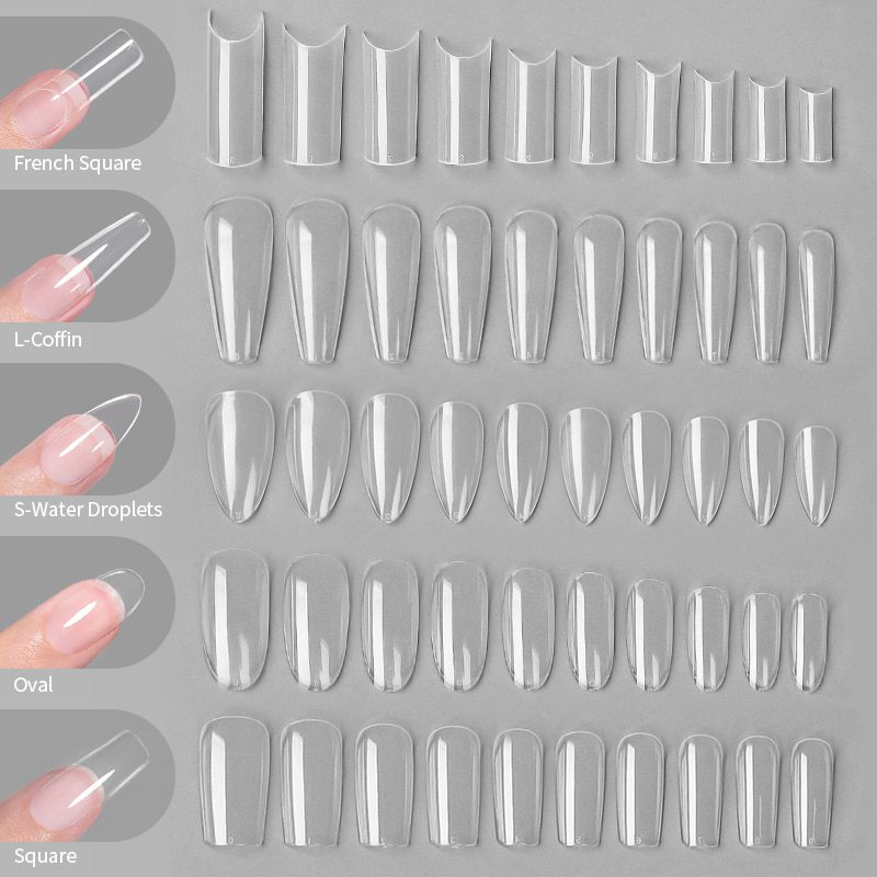 Nail Art Press on False Nails Fake Nails Coffin Gel Nails Extension System Full Cover Short Nail Gel Tips Art Accessories Tool
