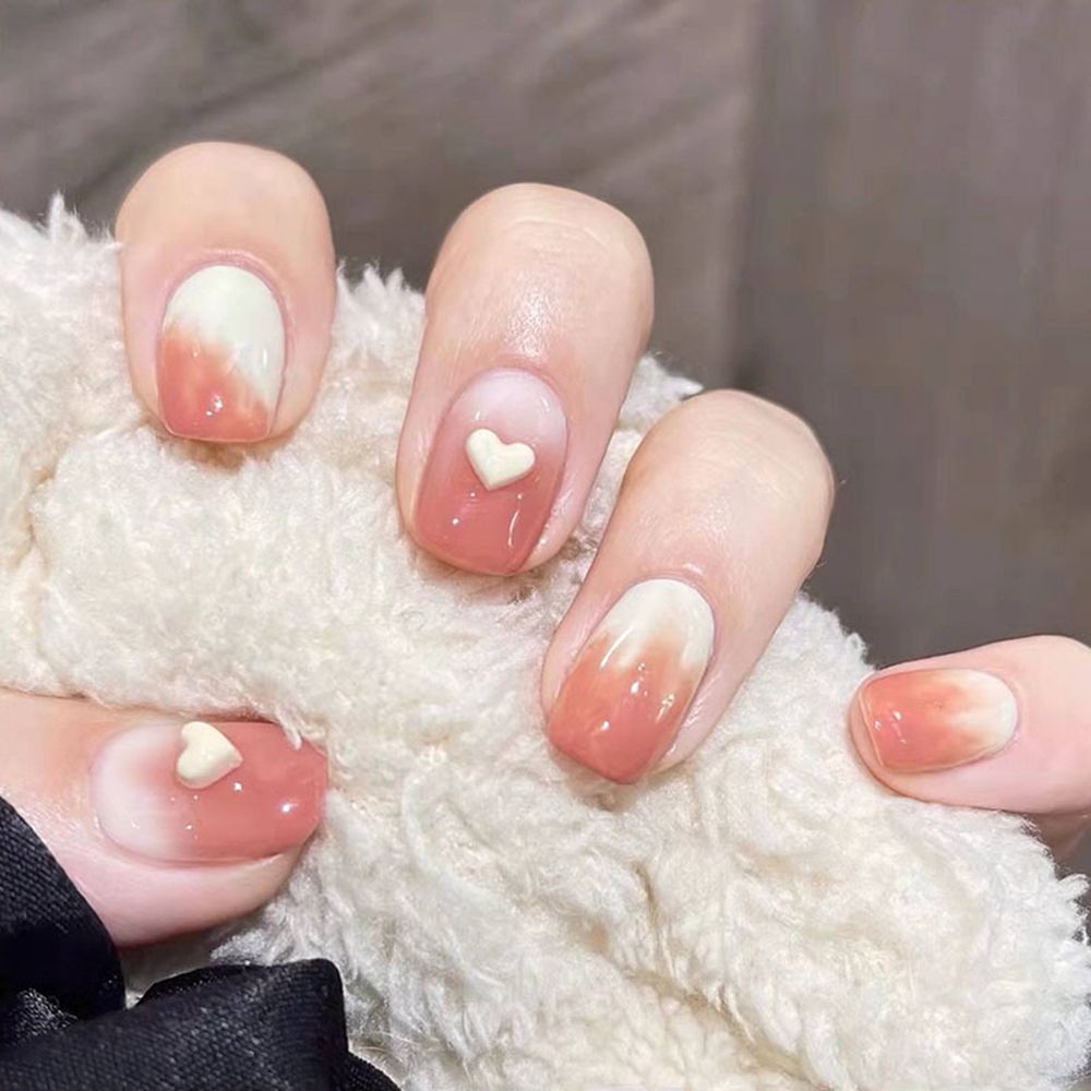 24Pcs/Box Sweet Short Round/Square Head False Nail Art Full Cover Detachable Artificial Fake Nails Ballerina Press on Nails Tips 24Pcs/Box Sweet Short Round/Square Head False Nail Art Full Cover Detachable Artificial Fake Nails Ballerina Press on Nails Tips