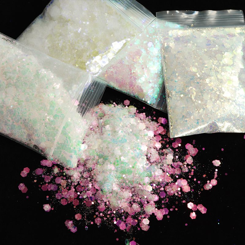 White Iridescent Glitter Irregular Flakes Resin Shaker Fillers Fillings DIY Crafts Nail Art Decorations Shiny Mermaid Sequins