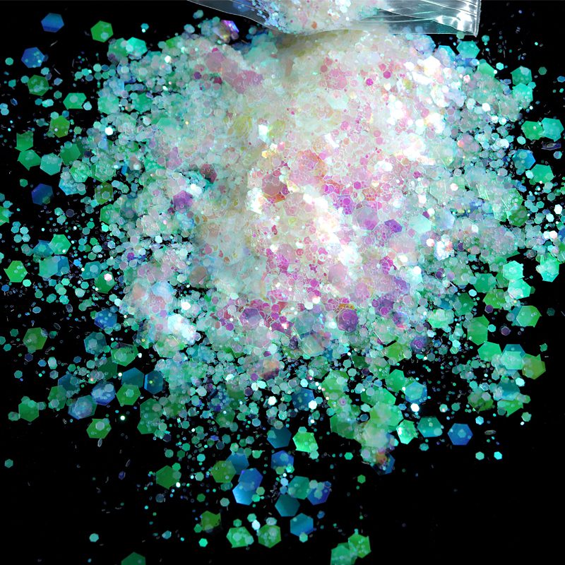 White Iridescent Glitter Irregular Flakes Resin Shaker Fillers Fillings DIY Crafts Nail Art Decorations Shiny Mermaid Sequins