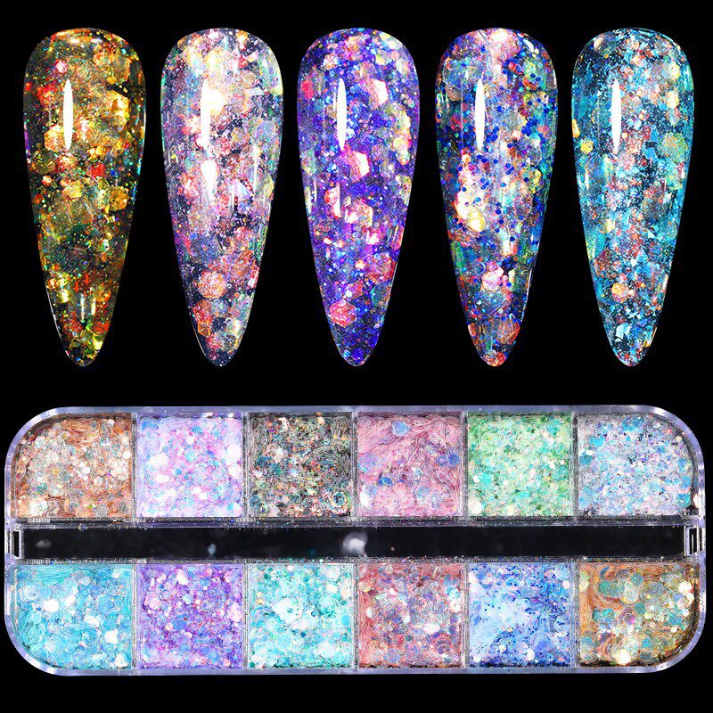 1 Box Aurora Nail Sequins Crystal Thin Irregular Butterfly Star Sparkly Nail Flakes UV Gel Polish Manicure Nail Art Decorations 1 Box Aurora Nail Sequins Crystal Thin Irregular Butterfly Star Sparkly Nail Flakes UV Gel Polish Manicure Nail Art Decorations