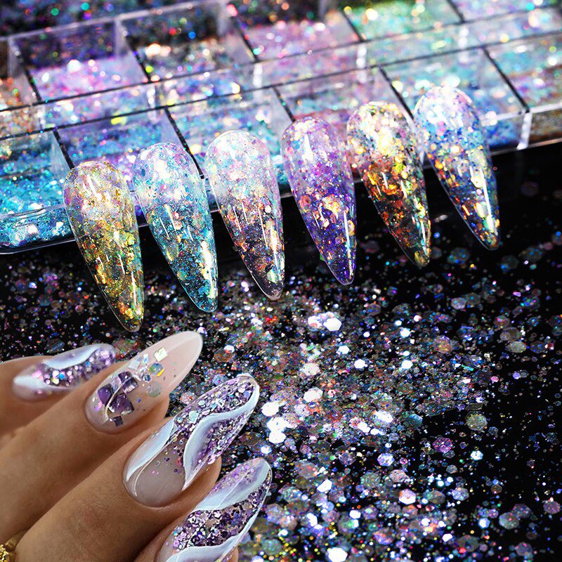 1 Box Aurora Nail Sequins Crystal Thin Irregular Butterfly Star Sparkly Nail Flakes UV Gel Polish Manicure Nail Art Decorations 1 Box Aurora Nail Sequins Crystal Thin Irregular Butterfly Star Sparkly Nail Flakes UV Gel Polish Manicure Nail Art Decorations
