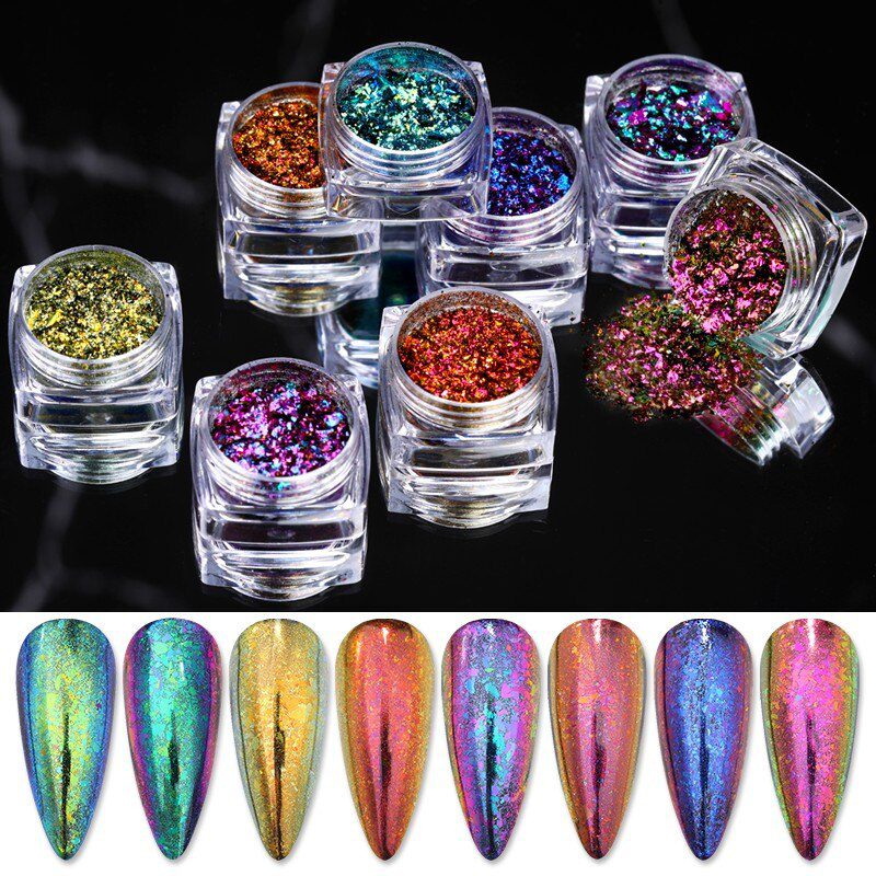 1 Box Chameleon Nail Flakes Irregular Aluminum Foil UV Gel Polish Nail Sequins Palliette Manicures Art Decoration Glitter Powder