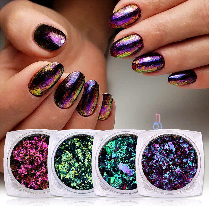 1 Box Chameleon Nail Flakes Irregular Aluminum Foil UV Gel Polish Nail Sequins Palliette Manicures Art Decoration Glitter Powder