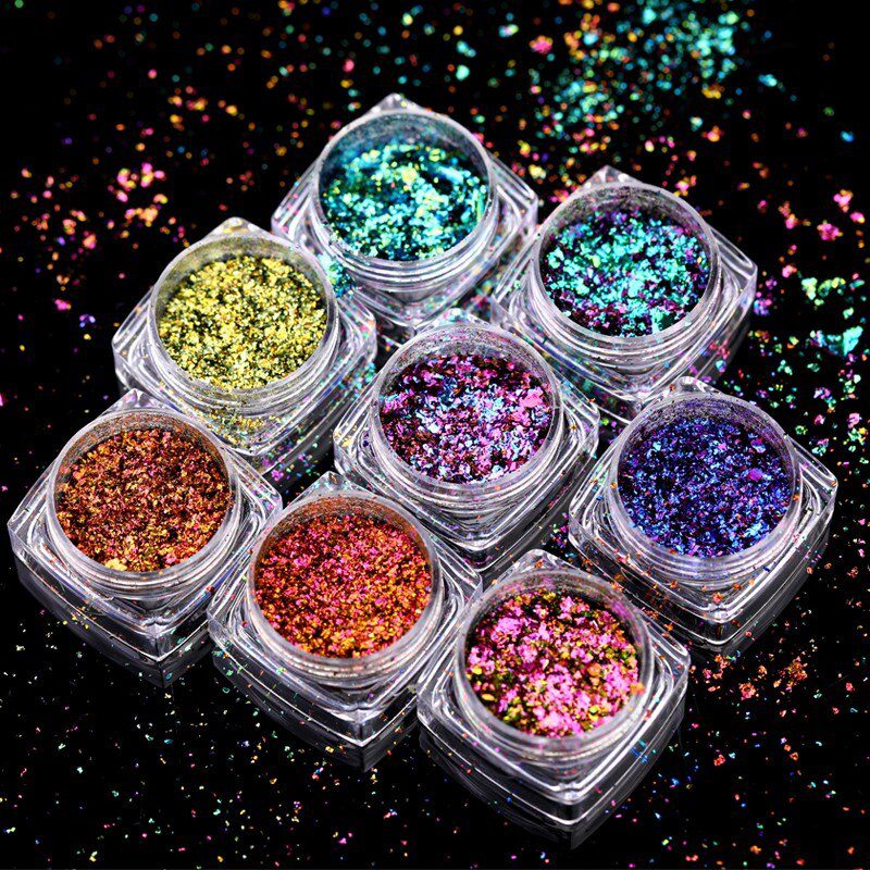 1 Box Chameleon Nail Flakes Irregular Aluminum Foil UV Gel Polish Nail Sequins Palliette Manicures Art Decoration Glitter Powder