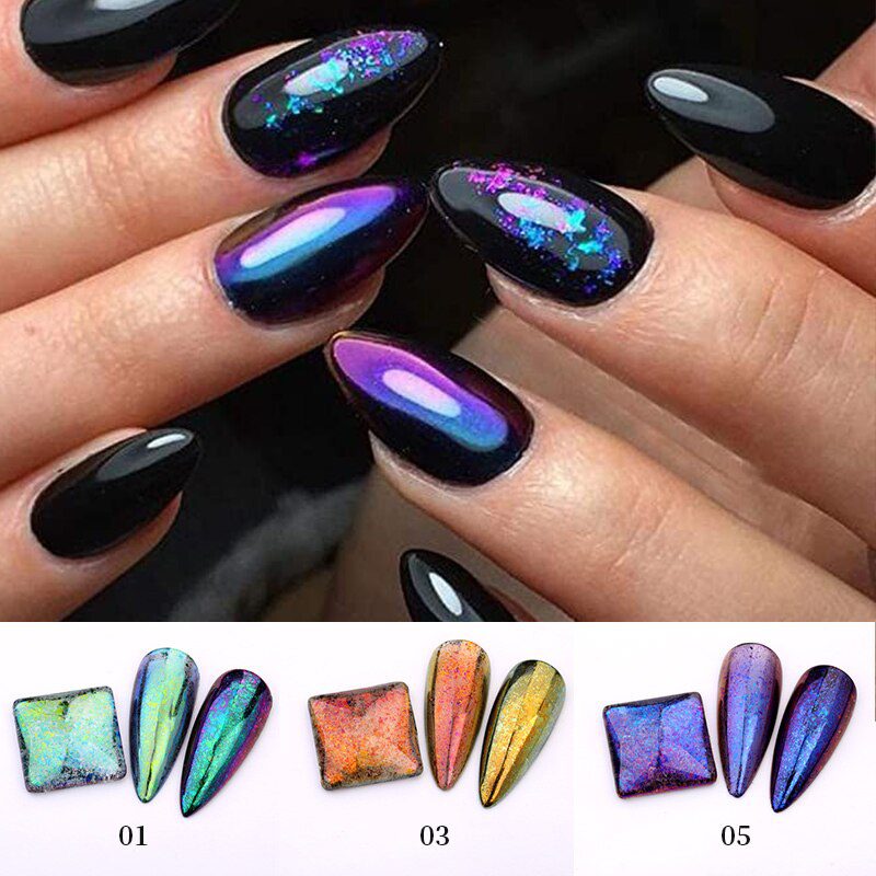 1 Box Chameleon Nail Flakes Irregular Aluminum Foil UV Gel Polish Nail Sequins Palliette Manicures Art Decoration Glitter Powder