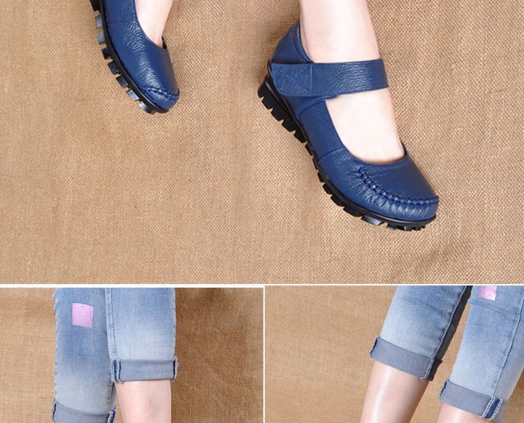 Japanese School Uniform Shoes Women Flats Mary Jane Shoes With Hook Loop Ladies Leather Flat Shoes Black Loafers Nurse Shoes
