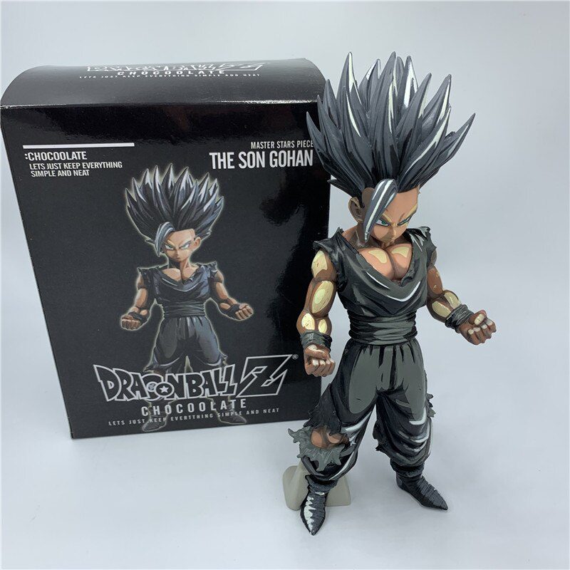 Anime Dragon Ball Z Figure Gohan Super Saiyan Chocolate Black Ver. PVC Action Figure DBZ Gohan Goku Fighting Cell Model Toy 24cm