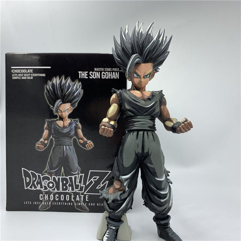 Anime Dragon Ball Z Figure Gohan Super Saiyan Chocolate Black Ver. PVC Action Figure DBZ Gohan Goku Fighting Cell Model Toy 24cm