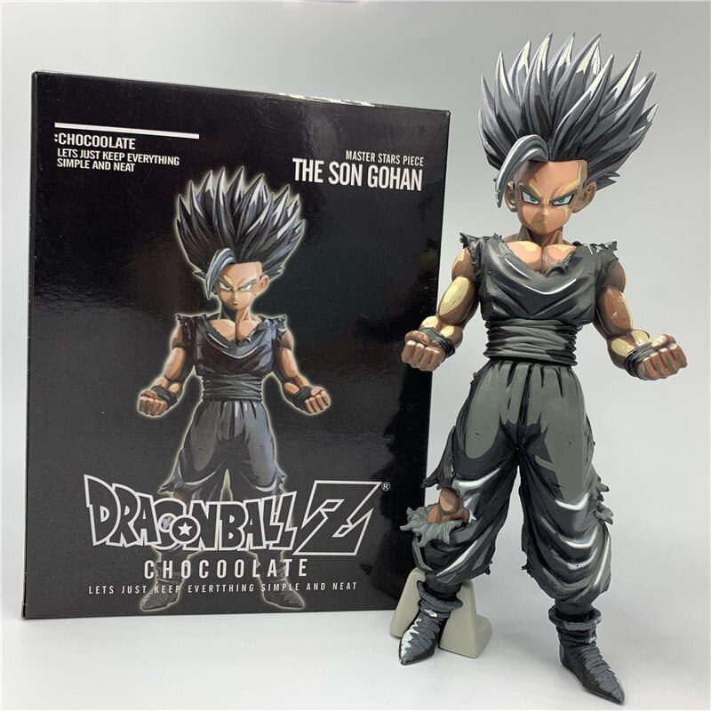 Anime Dragon Ball Z Figure Gohan Super Saiyan Chocolate Black Ver. PVC Action Figure DBZ Gohan Goku Fighting Cell Model Toy 24cm