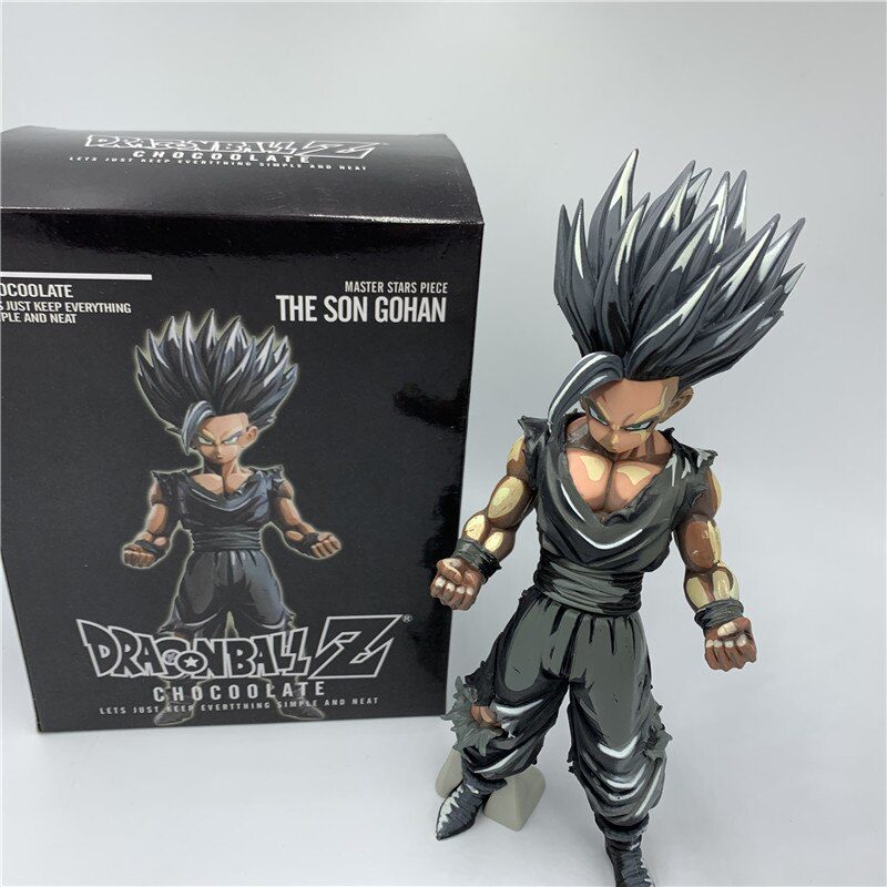 Anime Dragon Ball Z Figure Gohan Super Saiyan Chocolate Black Ver. PVC Action Figure DBZ Gohan Goku Fighting Cell Model Toy 24cm
