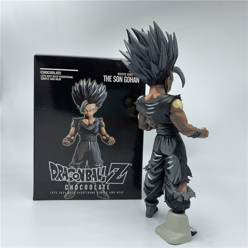 Anime Dragon Ball Z Figure Gohan Super Saiyan Chocolate Black Ver. PVC Action Figure DBZ Gohan Goku Fighting Cell Model Toy 24cm