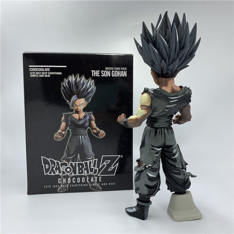 Anime Dragon Ball Z Figure Gohan Super Saiyan Chocolate Black Ver. PVC Action Figure DBZ Gohan Goku Fighting Cell Model Toy 24cm