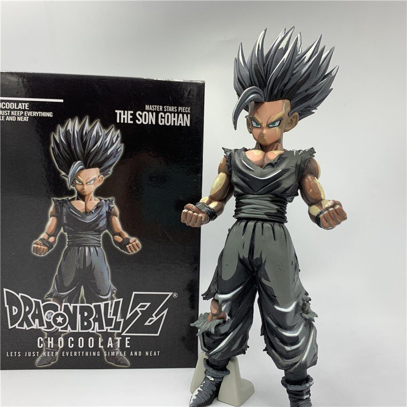 Anime Dragon Ball Z Figure Gohan Super Saiyan Chocolate Black Ver. PVC Action Figure DBZ Gohan Goku Fighting Cell Model Toy 24cm