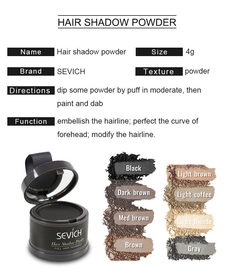 Sevich Hair Line Powder 4g Black Root Cover Up Natural Instant Waterproof Hairline Shadow Powder Hair Concealer Coverage 13color