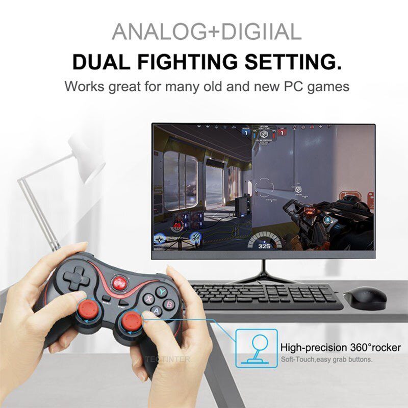 Terios T3 X3 Wireless Joystick Gamepad PC Game Controller Support Bluetooth BT3.0 Joystick For Mobile Phone Tablet TV Box Holder