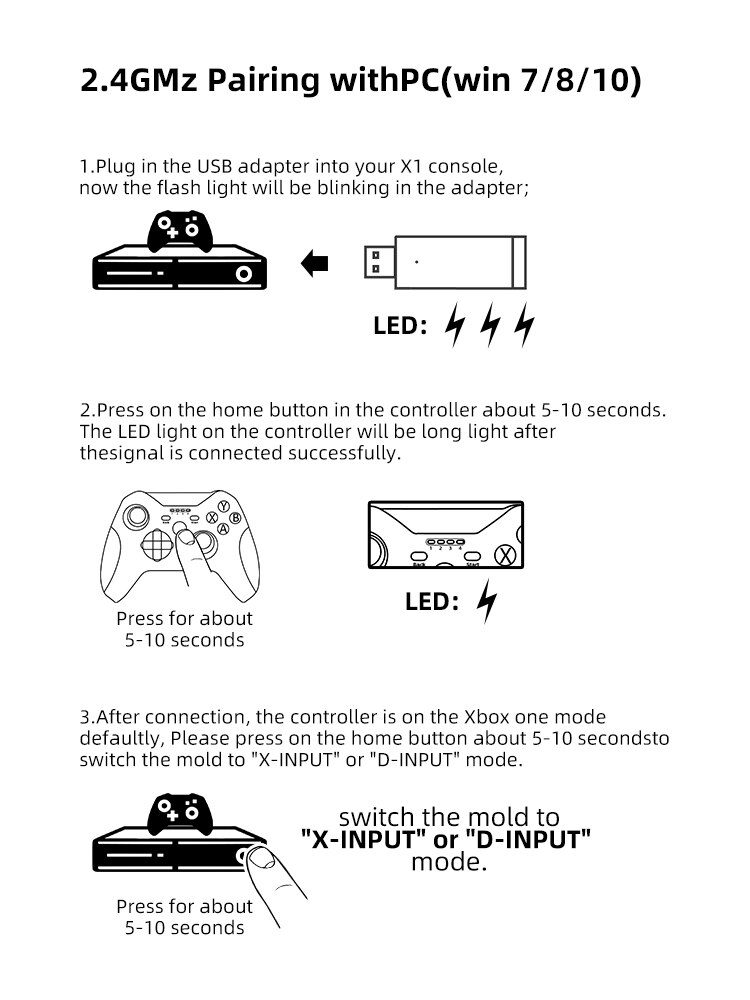 Data Frog 2.4GHz Wireless Gamepad Joystick Control For XBox One Controller For PC/PS3/Smart Phone Android/Steam Controller