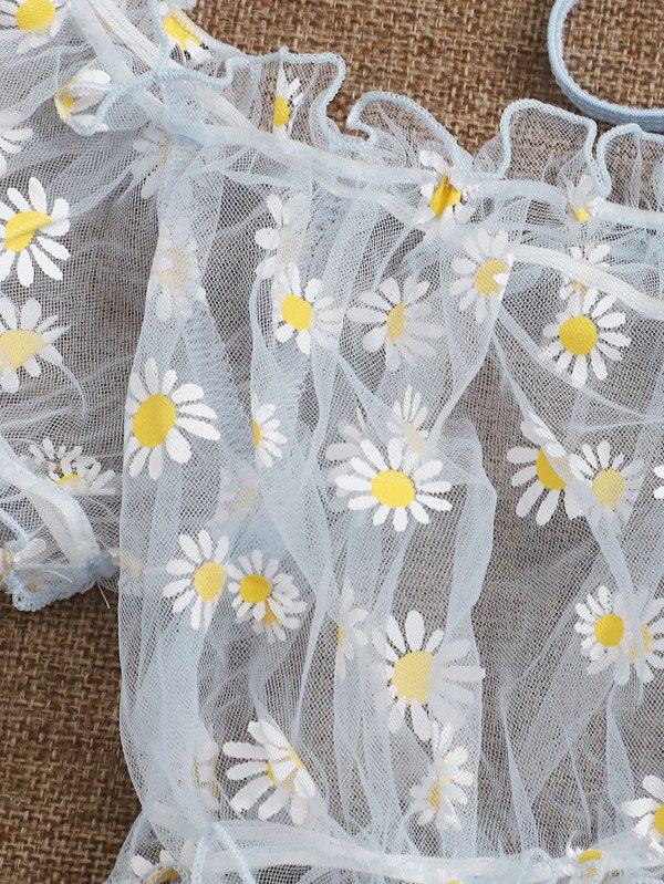 2PCS Off Shoulder Lace Up Bikini Set Women Sweet Casual Short Sleeve Swimsuits Beachwear Bathing Suits Sexy Lingerie