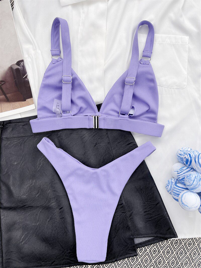 Para Praia 10 Colors 2023 Summer Female Swimsuit Halter Brazilian Bikini Women Swimwear Push Up Bikini Set Ring Bathing Suit