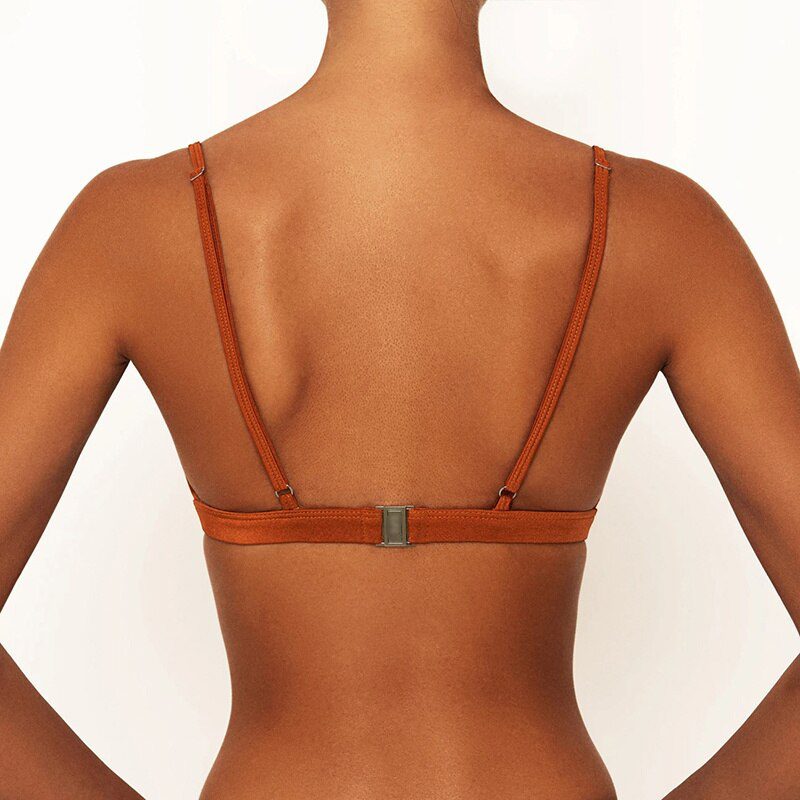 Vintage Retro Bikini Patchwork Swimsuit Thong Brazilian Sexy Swimwear Female 2022 New Summer Micro V-bar Green Bathing Suits