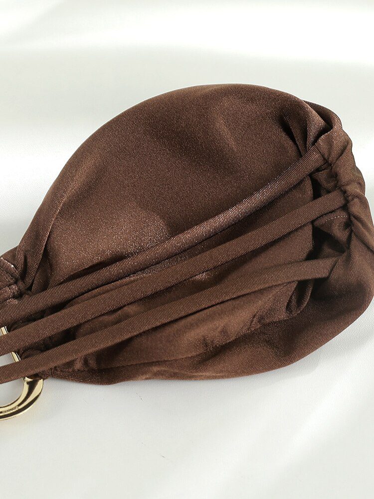 Solid Swimsuit Women Bathing Suit Bandeau Bikini 2022  Biquinis Feminino Swimwear High Waist Bikini Set Beachwear Sexy Bikinis