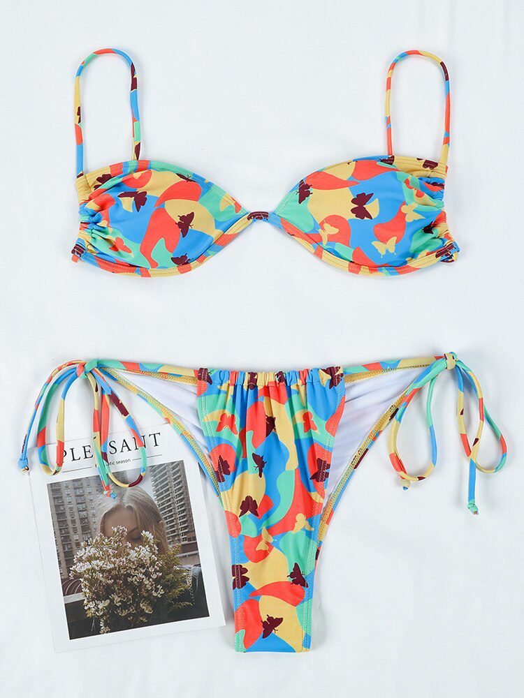 ZRTAK Leopard Swimwear Sexy Bikinis Patchwork Swimsuit Women 2023 Bathing Suit Print Bikini Sets Solid Beachwear Cup