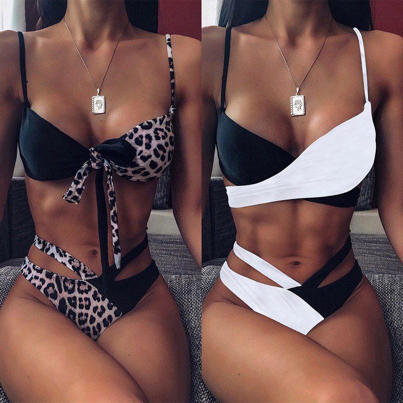 2022 Sexy Women High Waist Bikini Swimsuit Swimwear Female Bandeau Thong Brazilian Bikini Set Bathing Suit Bather
