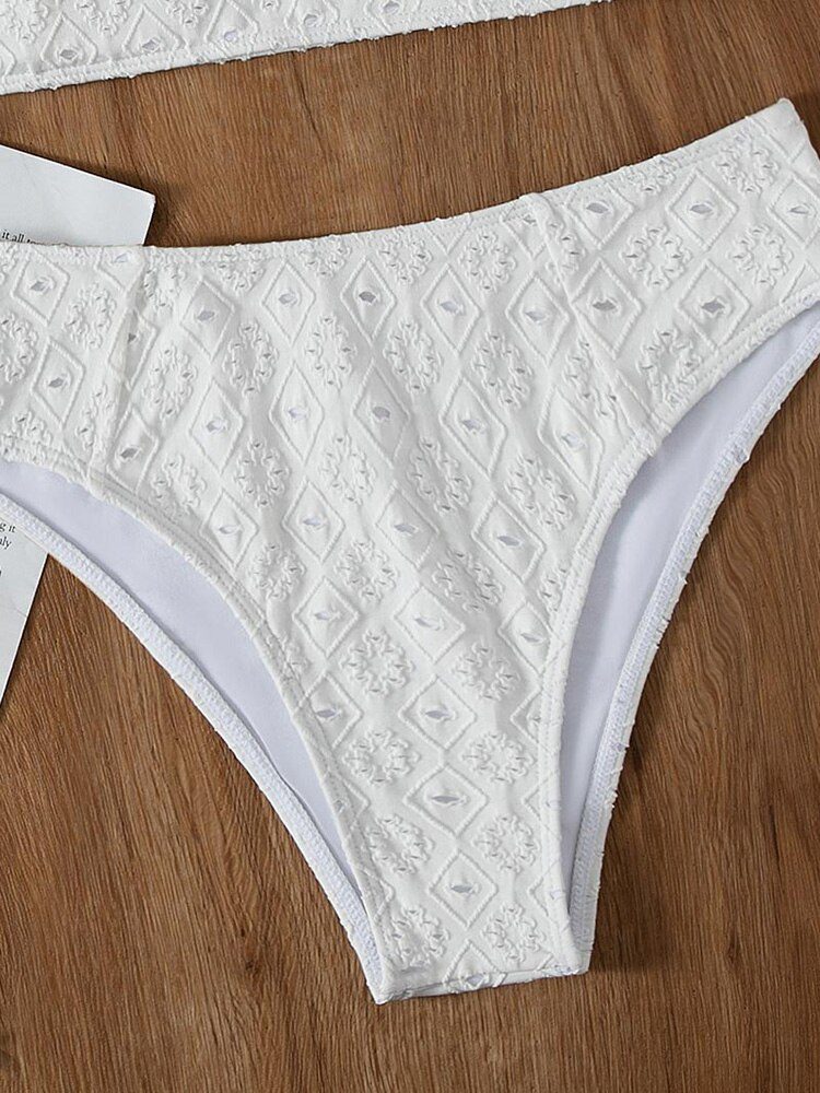 White Color Bikinis Bandeau Swimwear Women Swimsuit Sexy Ruffles Bikini Set Thong Beachwear Summer Bath Suit Hollow Out Biquini