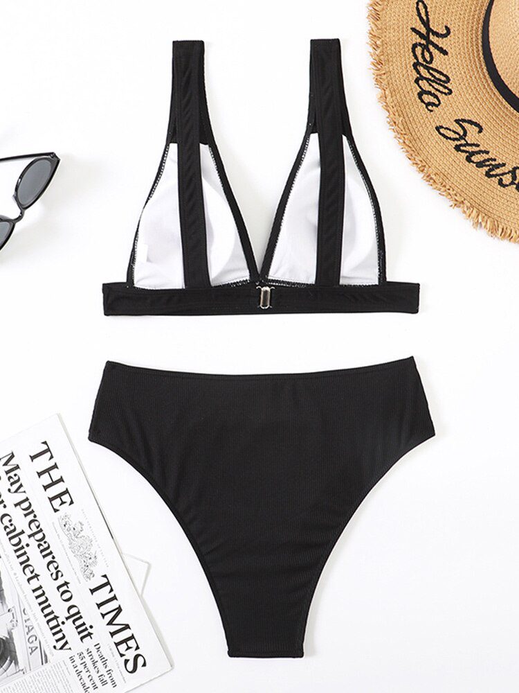 White Color Bikinis Bandeau Swimwear Women Swimsuit Sexy Ruffles Bikini Set Thong Beachwear Summer Bath Suit Hollow Out Biquini