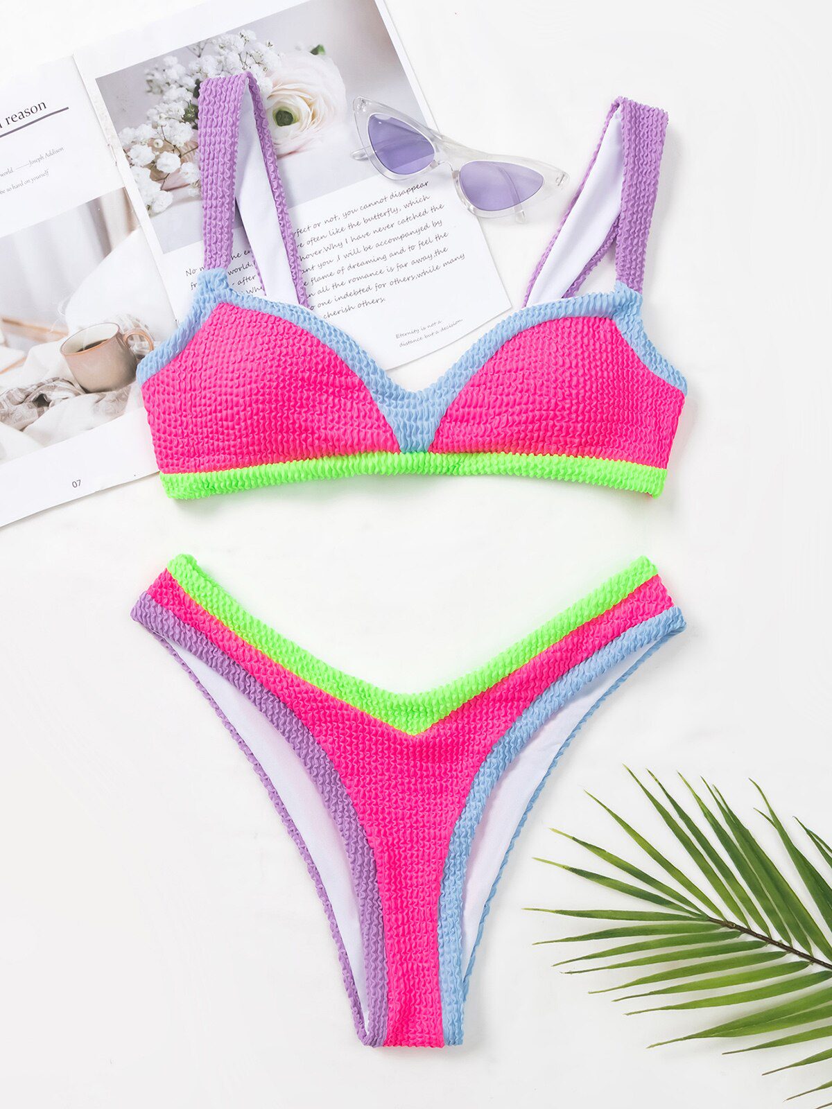 Push Up Bikini 2022 Sexy Women Swimsuit Solid Swimwear Female High Waist Thong Brazilian Bikini set Bathing Suit Women