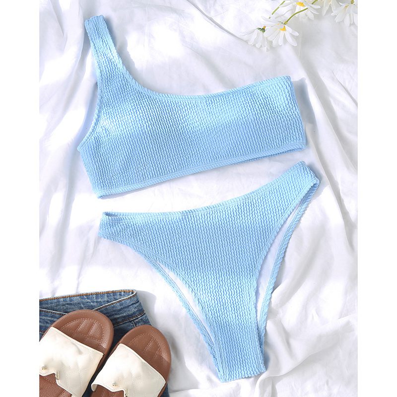 Riseado One Shoulder Sexy Bikini Swimwear Women 2023 Textured Swimsuit Women Bathing Suits Solid Two-piece Bikinis Set Bath Suit Riseado One Shoulder Sexy Bikini Swimwear Women 2023 Textured Swimsuit Women Bathing Suits Solid Two-piece Bikinis Set Bath Suit