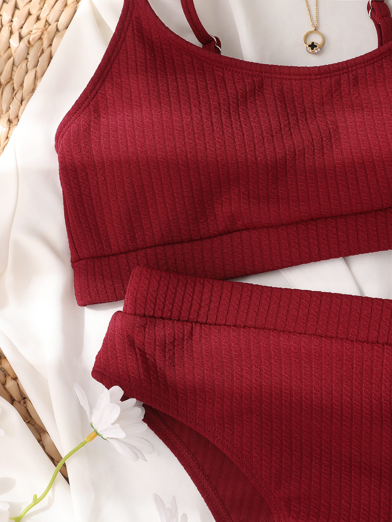 Sexy Solid Yellow Bikini 2023 Mujer High Cut Pleate Women's Swimsuit Separate Beach Bathing Suit High Waist Swimwear Biquini New