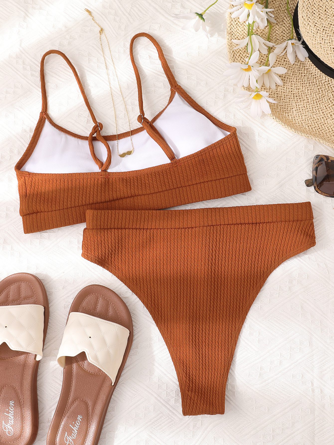 Sexy Solid Yellow Bikini 2023 Mujer High Cut Pleate Women's Swimsuit Separate Beach Bathing Suit High Waist Swimwear Biquini New