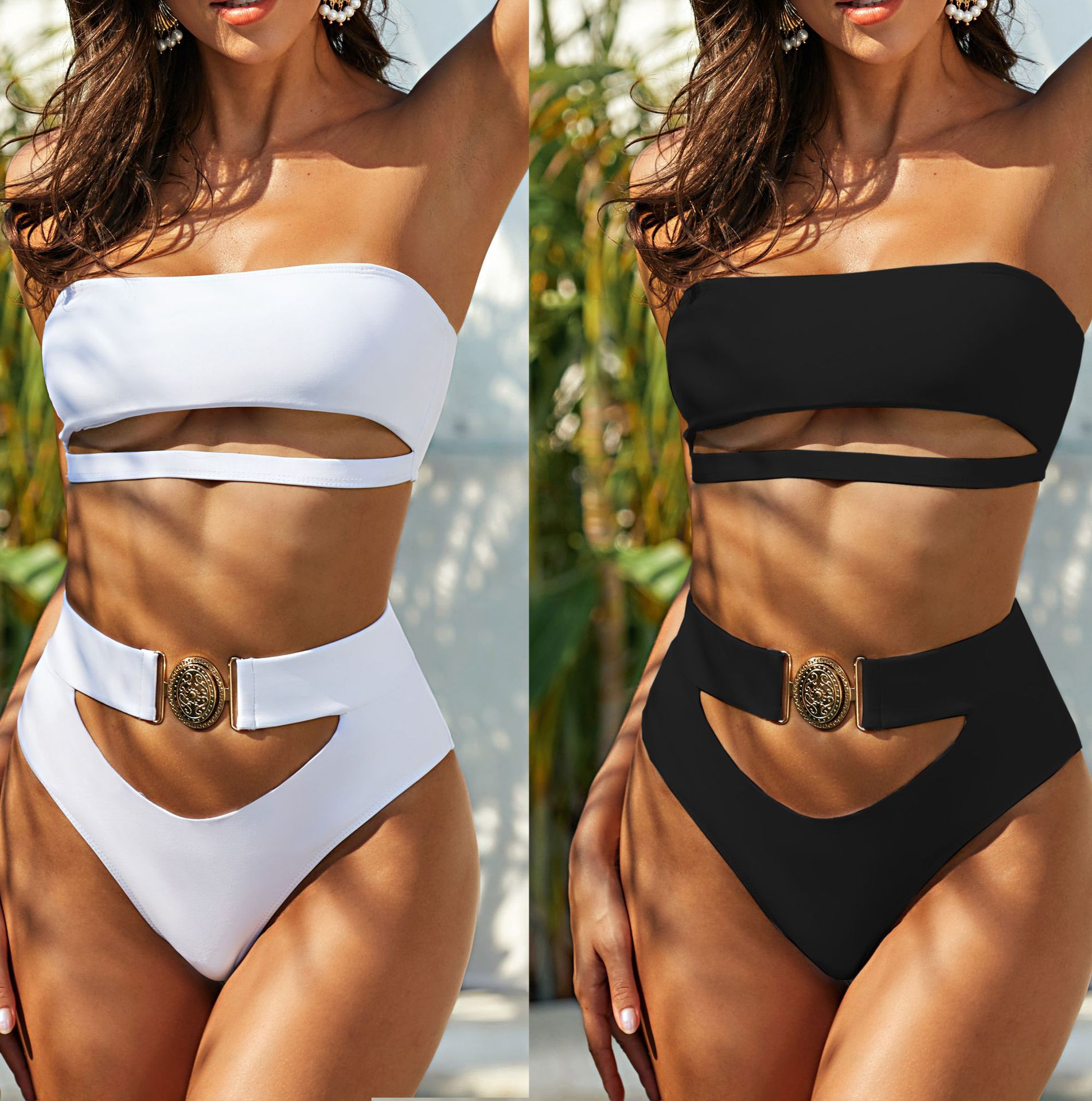 High Waist Bikini 2022 Swimwear Women Brazilian Off Shoulder Swimsuit High Cut Neon Push Up Bathing Suit Bathers Belt Biquini