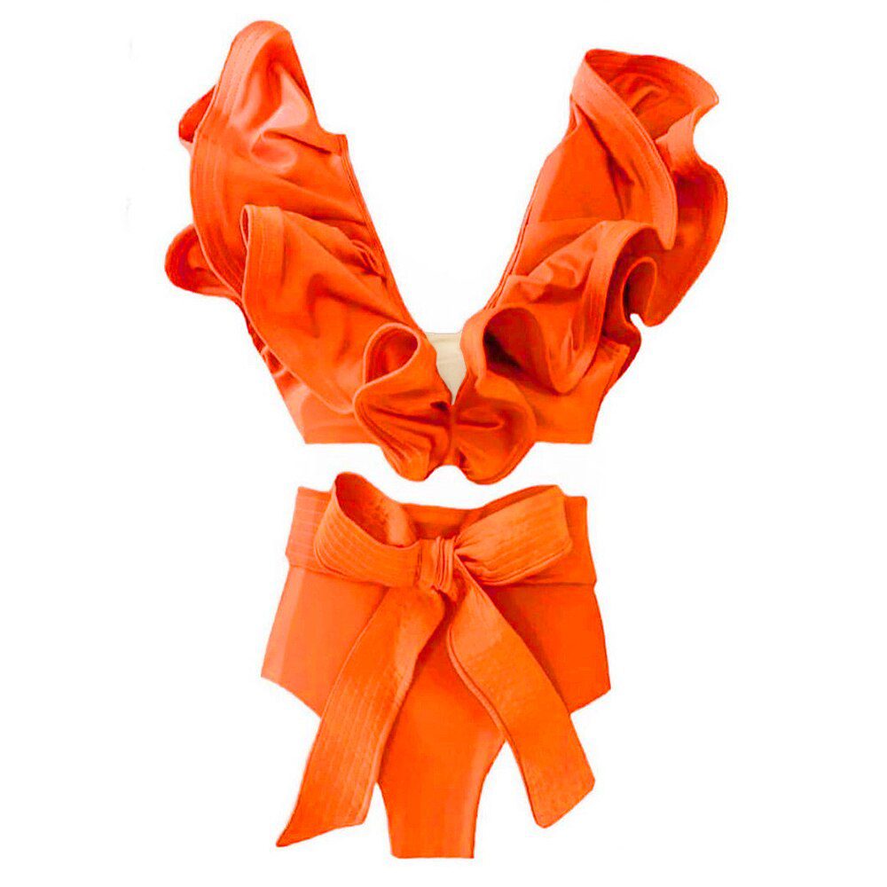 Two-Pieces Women Floral 2022 Push-Up Padded Bra Ruffles Bandage Bikini Set Swimsuit Swimwear Bathing Suit Beachwear Biquini