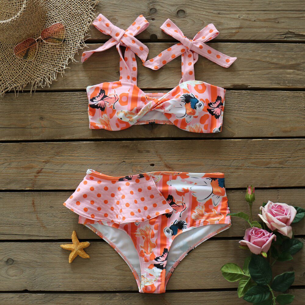 Two-Pieces Women Floral 2022 Push-Up Padded Bra Ruffles Bandage Bikini Set Swimsuit Swimwear Bathing Suit Beachwear Biquini