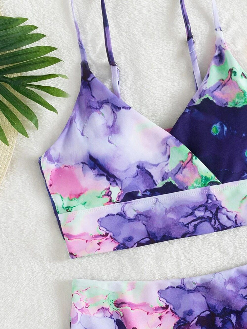 2023 New Print Sport Bandeau Push up Bikinis Sexy Marble Women Swimsuit High Waist Swimwear Women bathing suit Beach wear