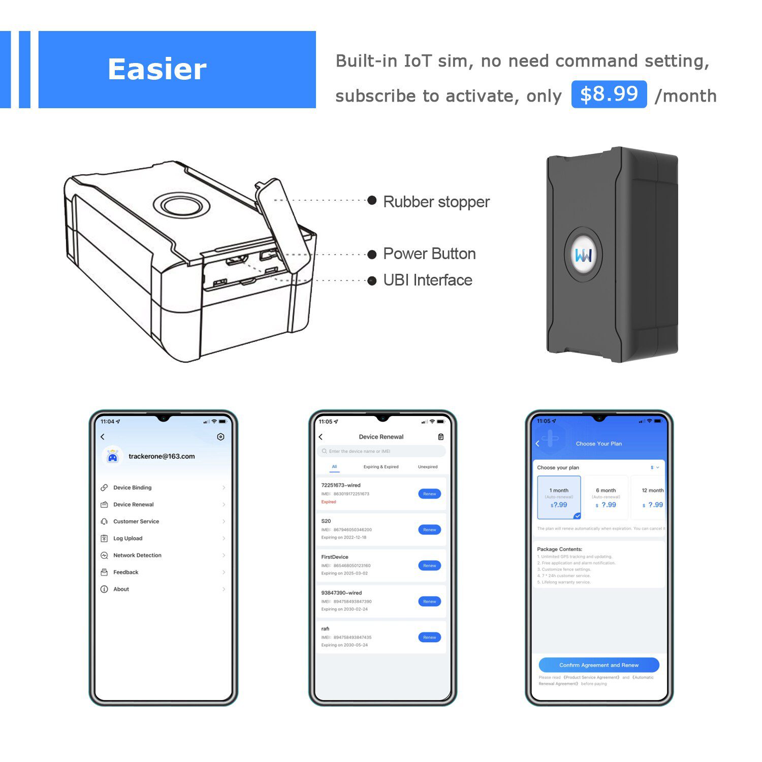 5m Accuracy GPS Tracker Remote Tracking Vehicle Anti-theft for Car Truck Motorcycle Cattle with Affordable Subscription