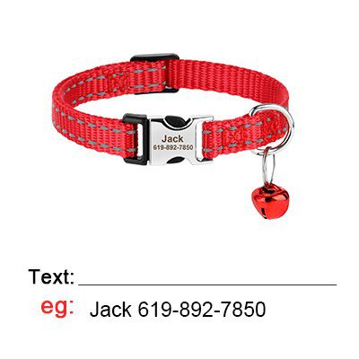 Gegraveerde Maat Kat Kraag Reflecterende Kitten Puppy Halsbanden Met Bell Gepersonaliseerde Huisdier Katten Kraag Ketting Accessoires 1Cm Breedte