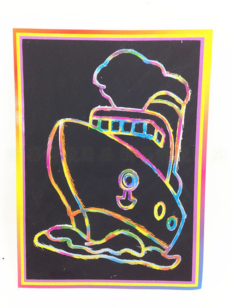 10 pcs 13x 9.8cm Scratch Art Paper Magic Painting Paper with Drawing Stick For Kids Toy Colorful Drawing Toys