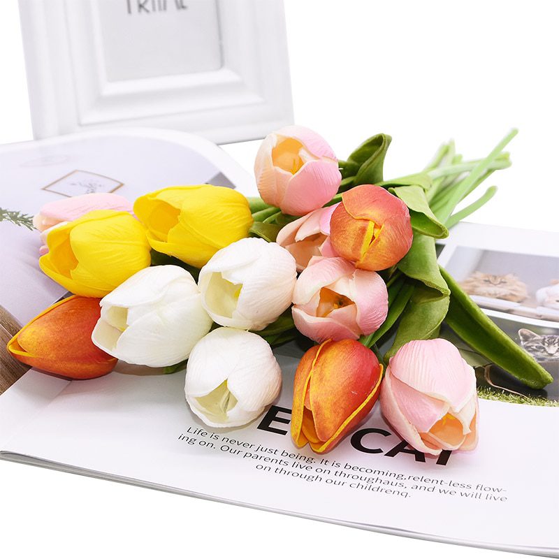 10PCS Tulip Artificial Flower Real Touch Artificial Bouquet PE Fake Flower for Wedding Decoration Flowers Home Garden Decor 10PCS Tulip Artificial Flower Real Touch Artificial Bouquet PE Fake Flower for Wedding Decoration Flowers Home Garden Decor