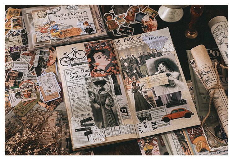 200 pcs/set Vintage Junk Journal paper Card Decorative Stationery Scrapbooking Diary Album Lable Retro Material Sticker Planner