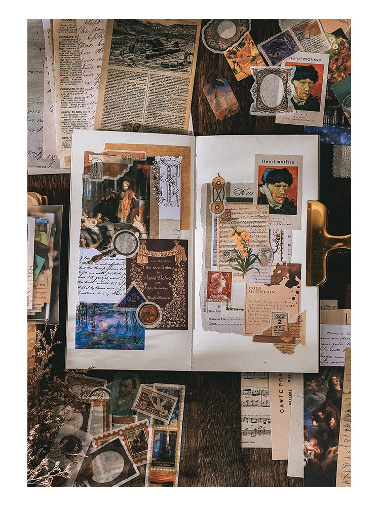 200 pcs/set Vintage Junk Journal paper Card Decorative Stationery Scrapbooking Diary Album Lable Retro Material Sticker Planner