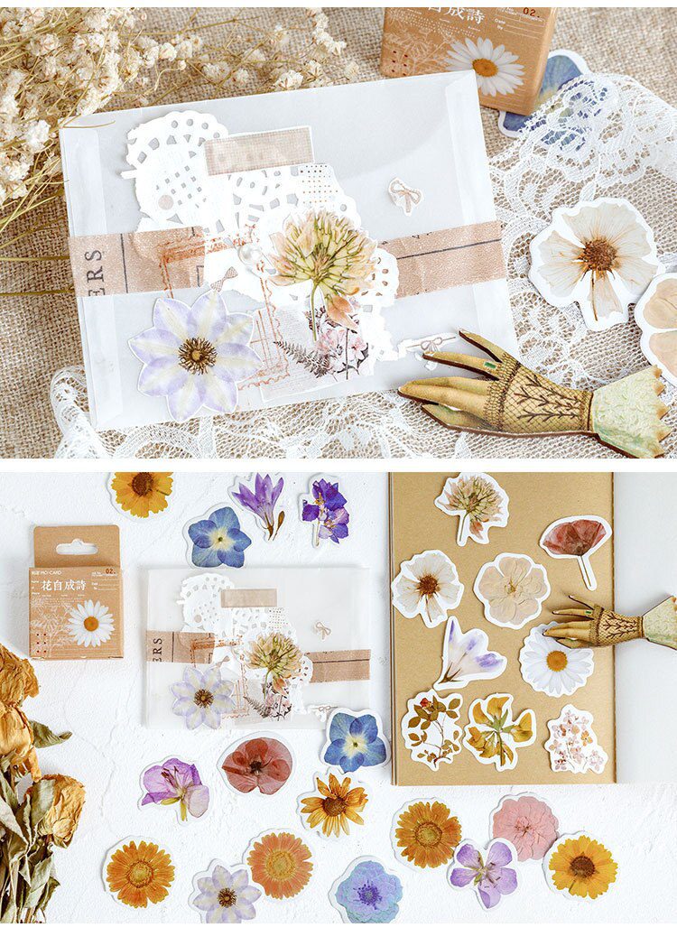 46pcs/set Autumn Flower Sticker Diy Scrapbooking Diary Planner Decoration Sticker Album