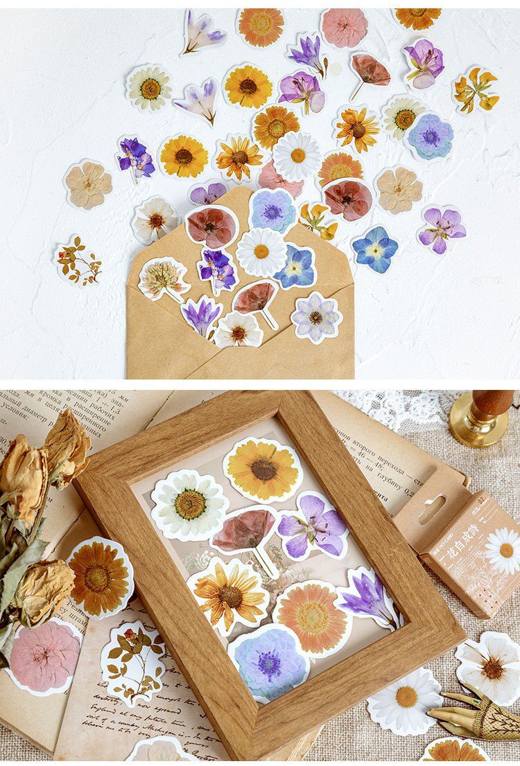 46pcs/set Autumn Flower Sticker Diy Scrapbooking Diary Planner Decoration Sticker Album