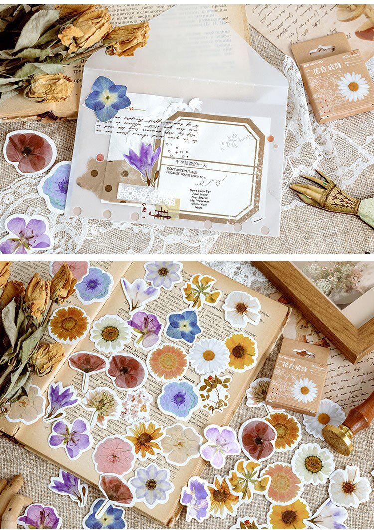 46pcs/set Autumn Flower Sticker Diy Scrapbooking Diary Planner Decoration Sticker Album