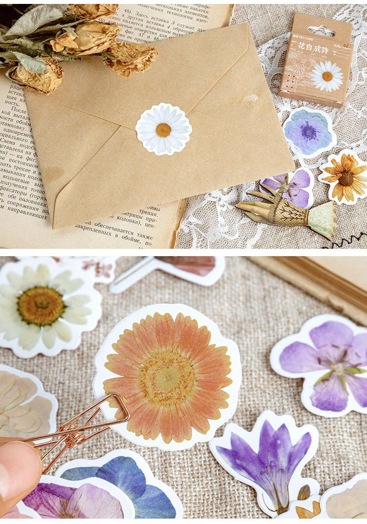 46pcs/set Autumn Flower Sticker Diy Scrapbooking Diary Planner Decoration Sticker Album